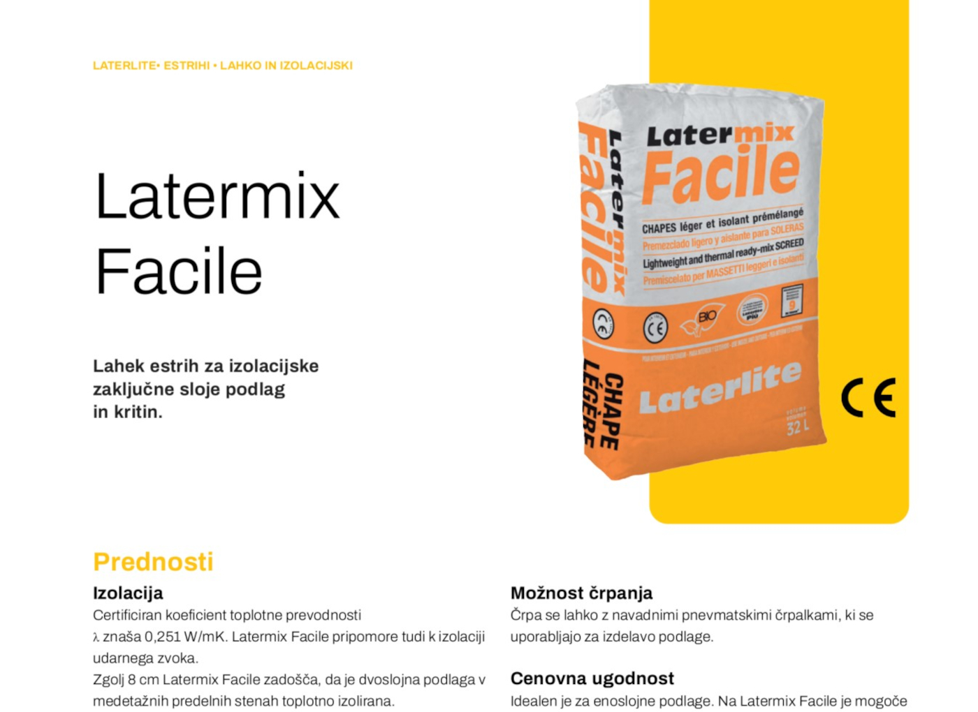 Tehnični list Latermix Facile